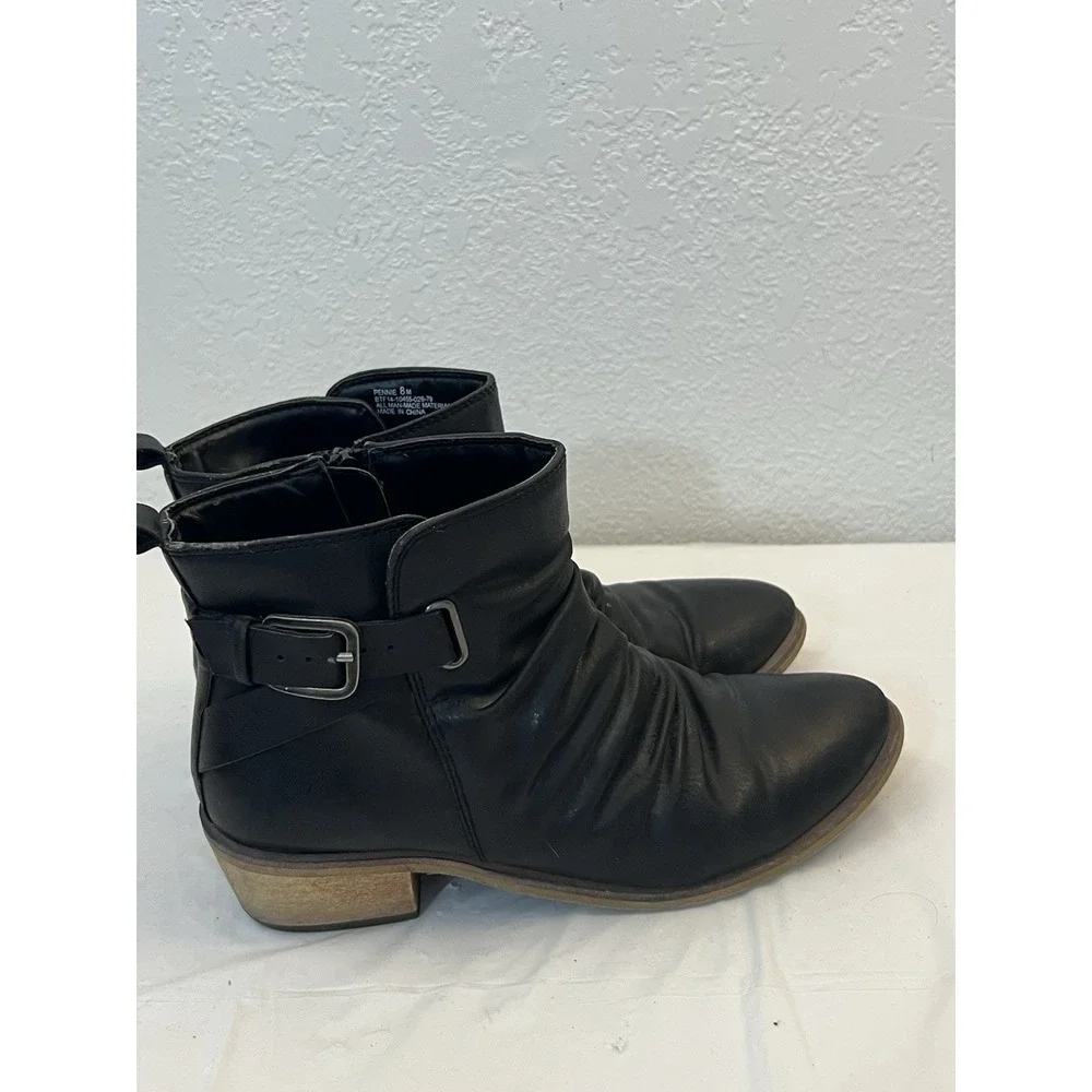 Bare Traps Pennie Women Black Side Zip Ankle Boot Bootie Shoe Size 8M Block 1.75